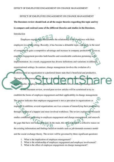 Effect of Employee Engagement on Change Management