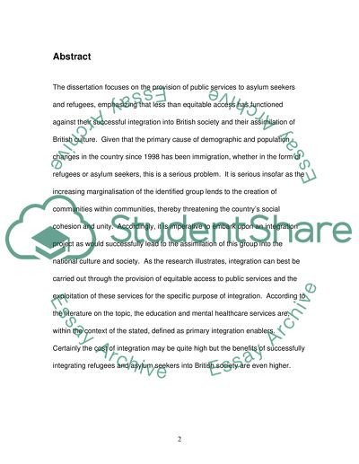 Public Services to Asylum Seekers and Refugees