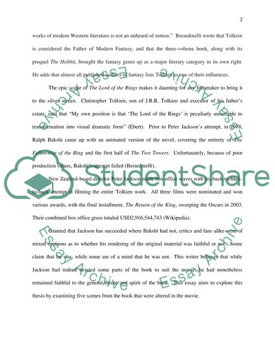 Review of Peter Jacksons Rendition of the Book into Film