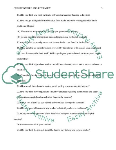 Design and Implementing Data Questionnaires of Using the Internet