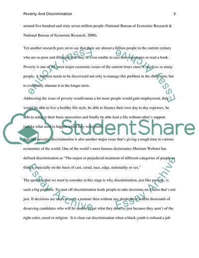 Poverty and Discrimination