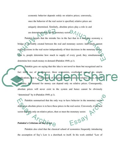 Classical Theory of Value Determination