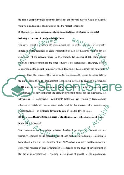 Human Resources Management and Organizational Strategies in the London Bridge Hotel
