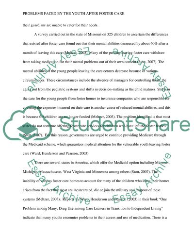 Potential Hardship that young adult encounter after aging out of foster care