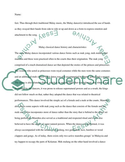 The Swaying Body: Use of the Body in the Malay Dances