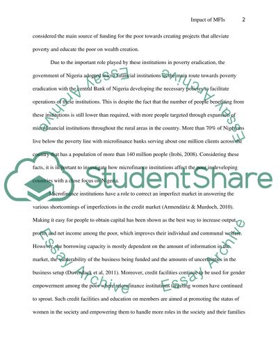 Impact of Microfinance on Developing Countries