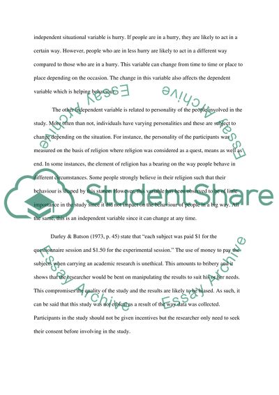 Situational and Personality Variables on Helping Behaviour