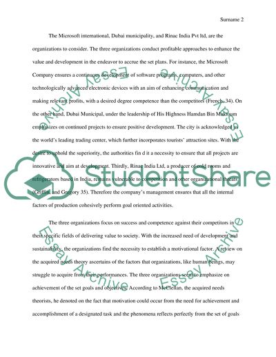 Explanation and Application of the Acquired Needs Theory as the Most Appropriate Theory of Motivation