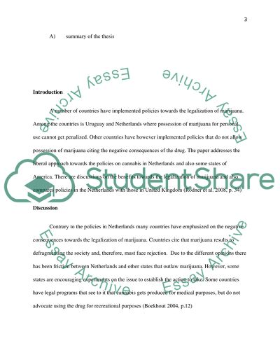 Policies Towards the Legalization of Marijuana