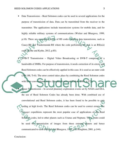 Reed Solomon Code Applications