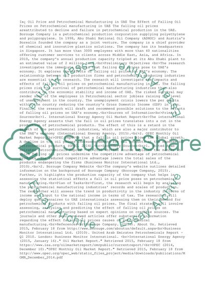 Oil Price and Petrochemical Manufacturing in UAE