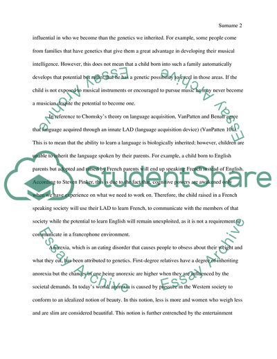 Social and Environmental Factors as Determinants of a Persons Basic Nature