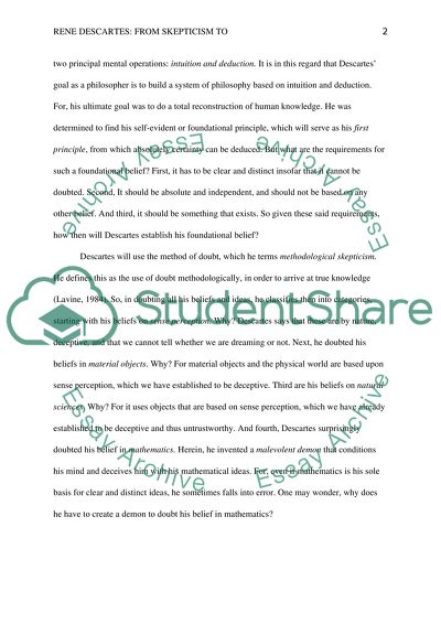 Rene Descartes: From Skepticism to Epistemology