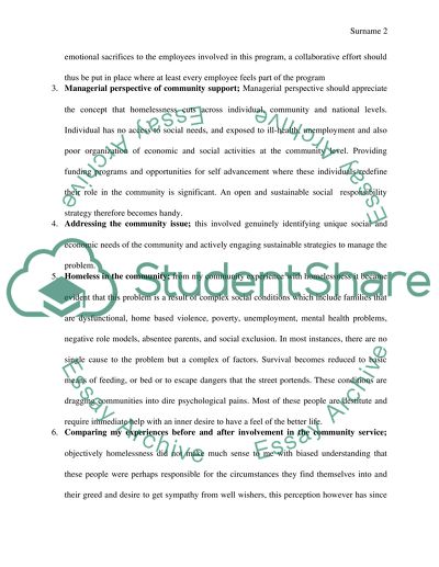 Reflection on the Homelessness