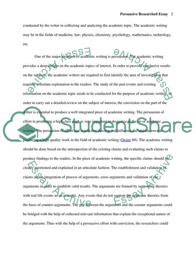 Persuasion and Research Are Major Elements of Academic Writing