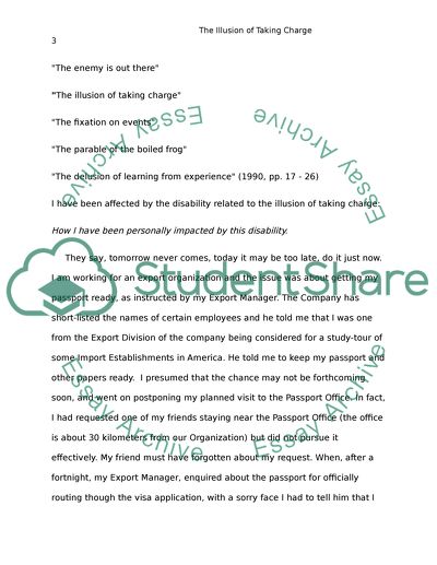 The Illusion of Taking Charge