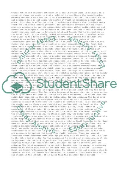 Crisis Action and Response