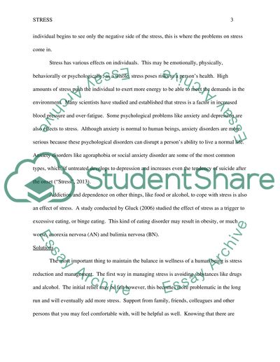 Stress as a Psychological Perception