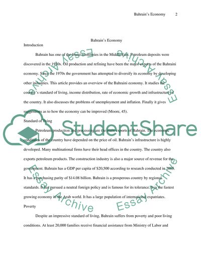 The Economic Conditions of Bahrain