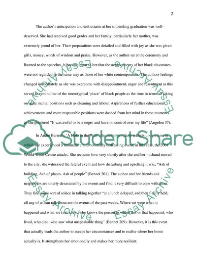 Graduation by Maya Angelou and A Hole in the Wall by Andrea Barrett
