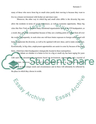 Living in a big city to living in a small city