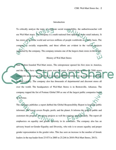 Corporate Social Responsibility in Wal-Mart Stores