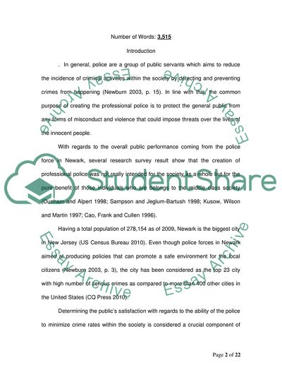 To What Extent have Procedures and Practices for Public Safety in Newark Reduced Crime