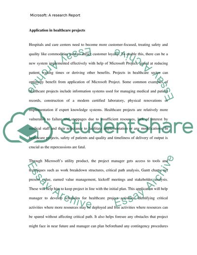 Effectiveness of Managing Healthcare Projects - Microsoft