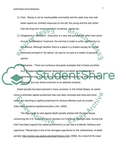 Death Penalty and the Adolescents