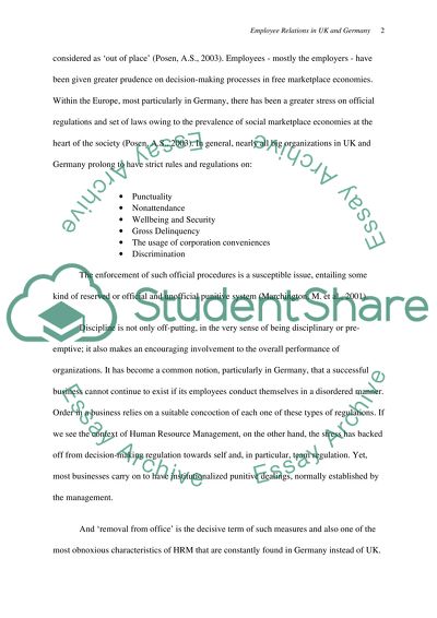 Workplace Employment Relations in the UK and Germany