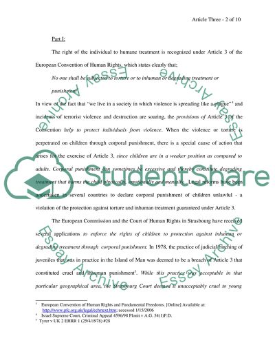 Human Right to Humane Treatment