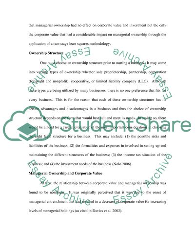 Ownership Structure, Investment, and Corporate Value