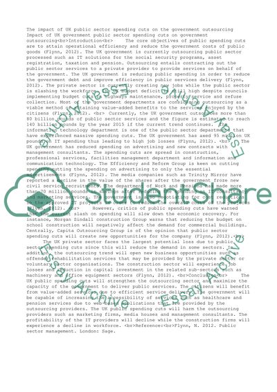 How have public sector spending cuts affected Government outsourcing