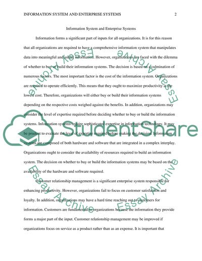 Information System and Enterprise Systems