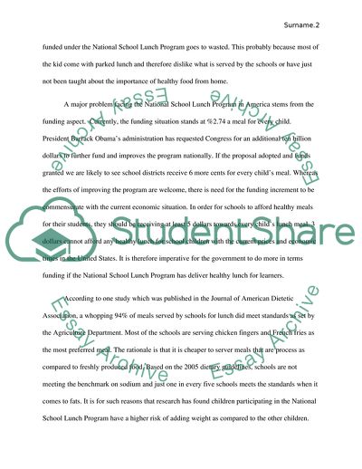 School Lunch and the Nutrition of Students