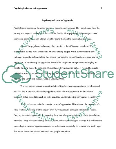 Psychological Cause of Aggression