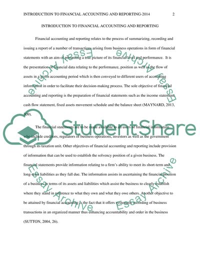 Financial Accounting and reporting