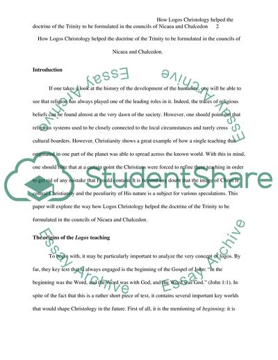 Formulation of the Doctrine of the Trinity