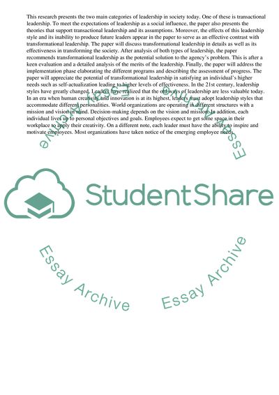 Adoption of Transformational Leadership