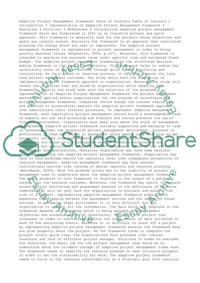 Adaptive Project Management Framework