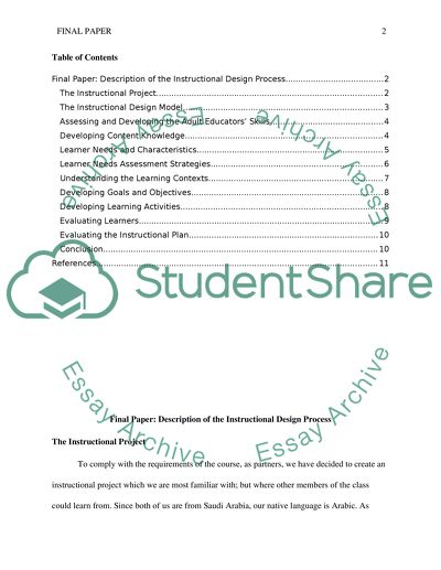 Description of the Instructional Design Process