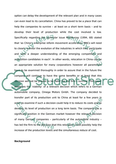 Entrance in the Chinese Market - Omega Motors Gmbh