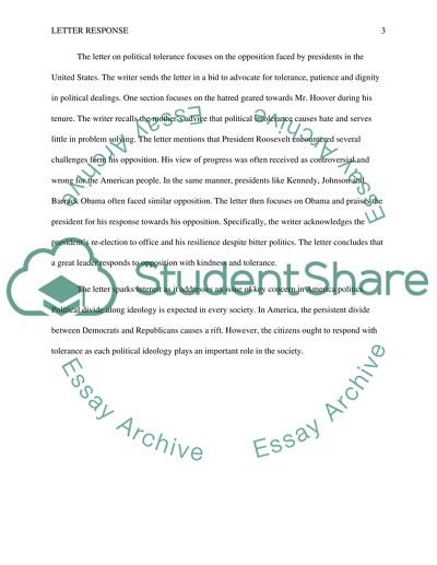 Letter on Political Tolerance