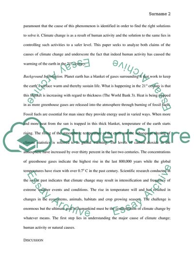 The problem of Climate Change and Causes