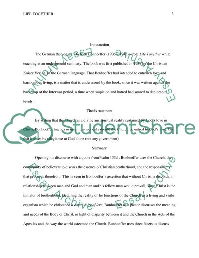 Dietrich Bonhoeffers Life Together