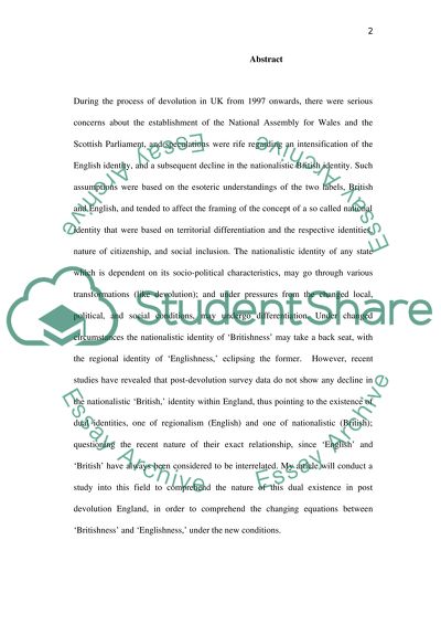 Impact of Devolution on Britain and the Nature of Englishness