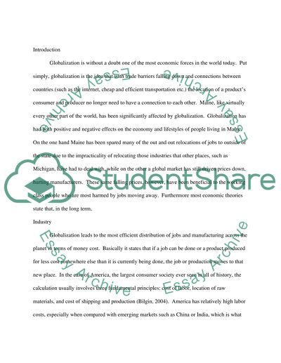 Globalization and its affects on the State of Maine