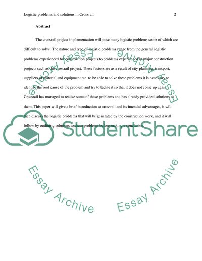 Logistics Problems Generated by Crossrail and Their Solutions