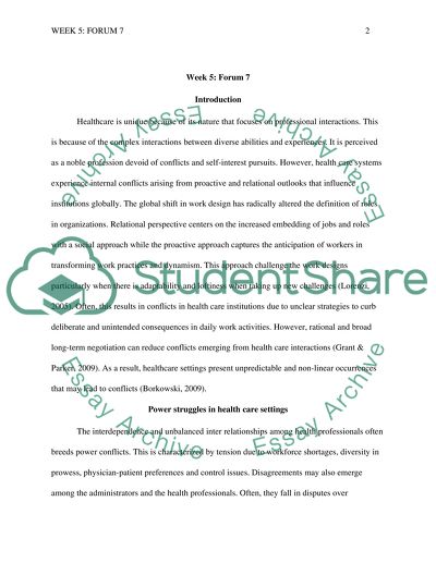 Power Struggles in Healh Care Settings