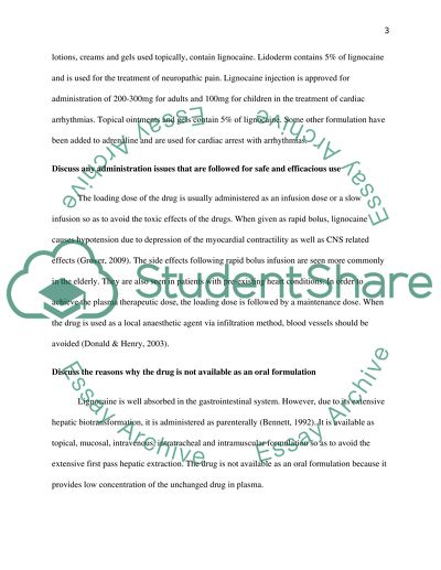 Pharmacology: the Bioavailability of Lignocaine